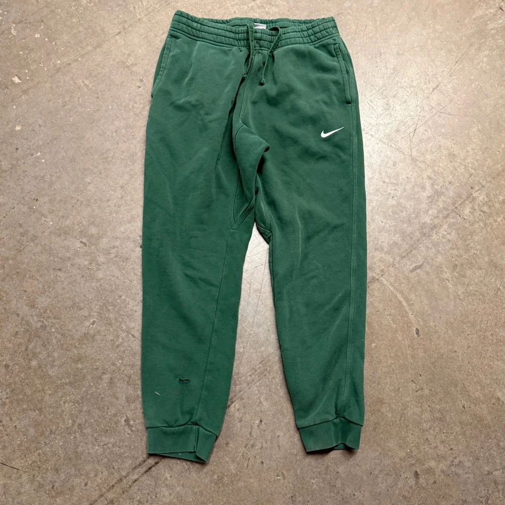 Nike Mens Club Fleece Joggers Forest Green‎ Sweatpants Large Embroidered Swoosh